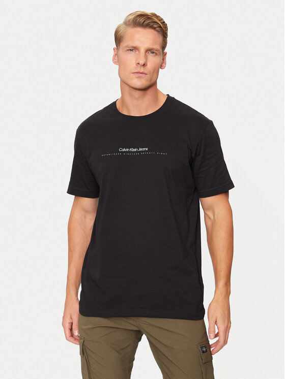 Męski T-Shirt Calvin Klein Jeans, Rozmiar XL, Czarny, Minimal Logo J30J327075