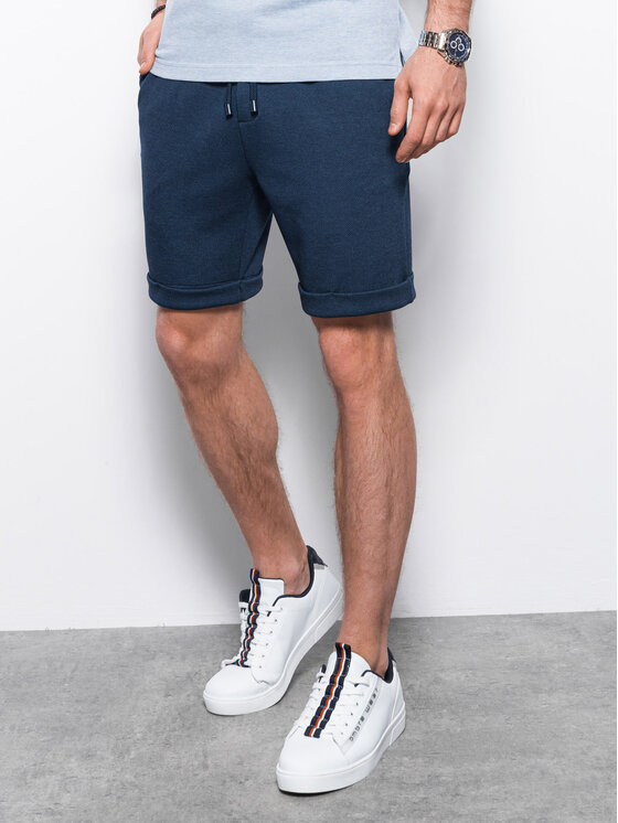 Ombre Ombre Šortky z materiálu OM-SRCS-0107 Tmavomodrá Regular Fit