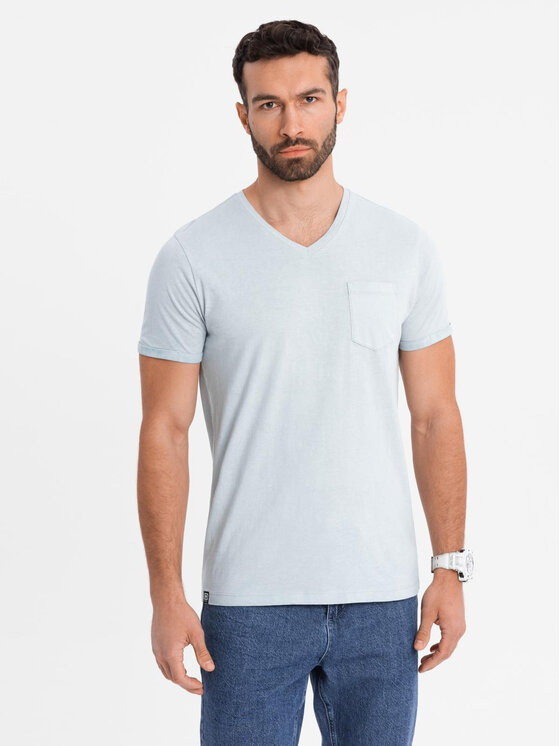 Ombre Ombre T-Shirt OM-TSWT-0242 Szary Regular Fit