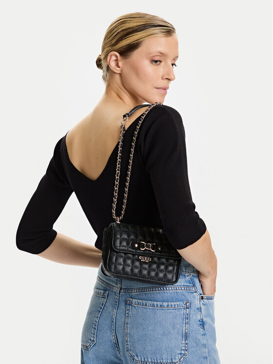 Guess Guess Ročna torba Nadira Mini HWQG84 24780 Črna