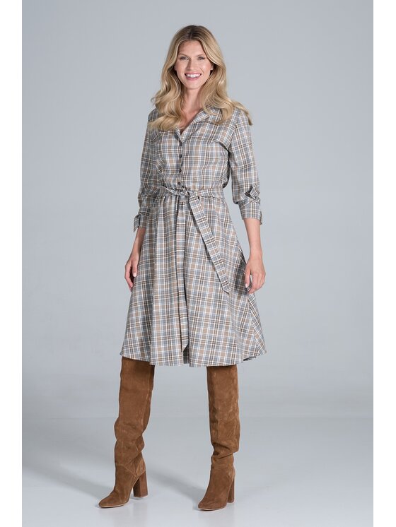 FIGL FIGL Sukienka M838 Szary Regular Fit