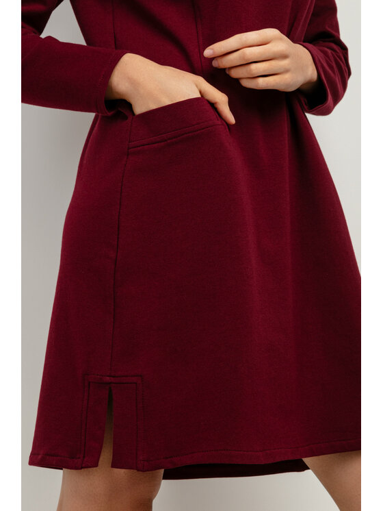 Tessita Tessita Sukienka dzianinowa T412/9/XL-XXL Bordowy Relaxed Fit