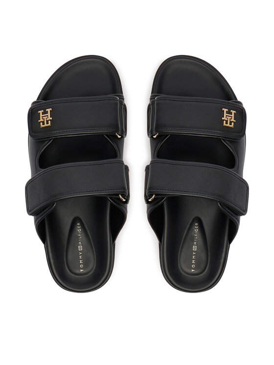 Tommy Hilfiger Tommy Hilfiger Nazouváky Double Strap Leather Sandal FW0FW09121 Černá
