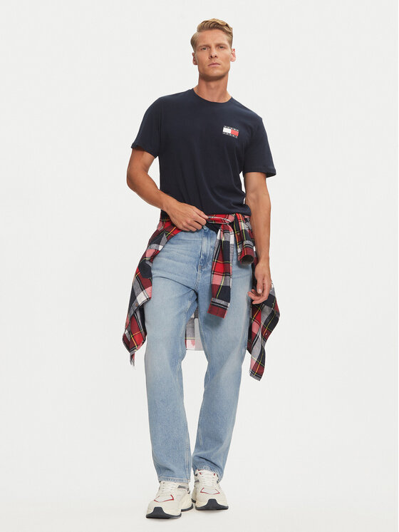Tommy Jeans Tommy Jeans T-Shirt Essential Flag DM0DM20740 Granatowy Slim Fit