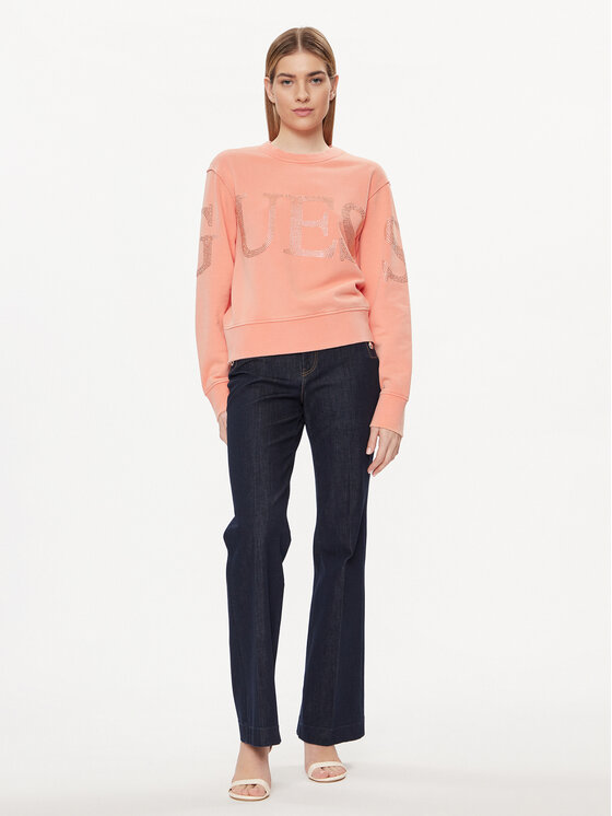 Guess Guess Bluza Vintage Logo W4GQ10 KC8I0 Koralowy Relaxed Fit