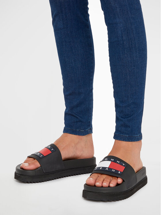 Tommy Jeans Tommy Jeans Pantoletten Tjw Elevated Flatform Slide EN0EN02451 Schwarz
