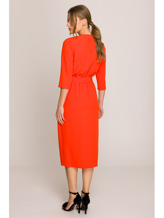 Stylove Stylove Sukienka wieczorowa S396 Pomarańczowy Premium Fit