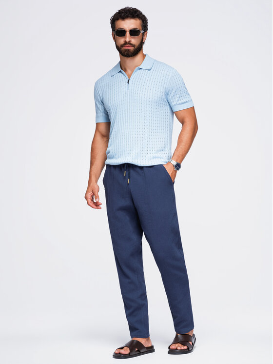 Ombre Ombre Spodnie materiałowe OM-PACP-0310 Granatowy Regular Fit