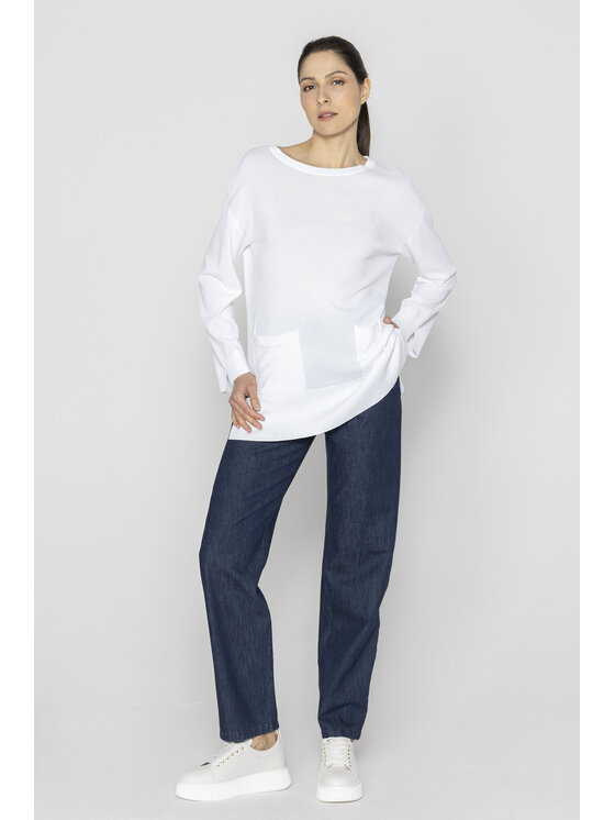 Deni Cler Milano Deni Cler Milano Sweter T-DC-S309-E2-20-10-1 Biały Loose Fit