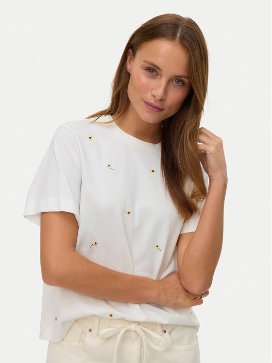 Vero Moda Tricou Sola 10341979 Alb Regular Fit