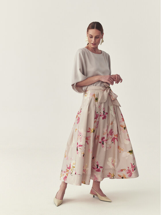 TATUUM TATUUM Spódnica midi TAFTANI 2 Szary Flare Fit