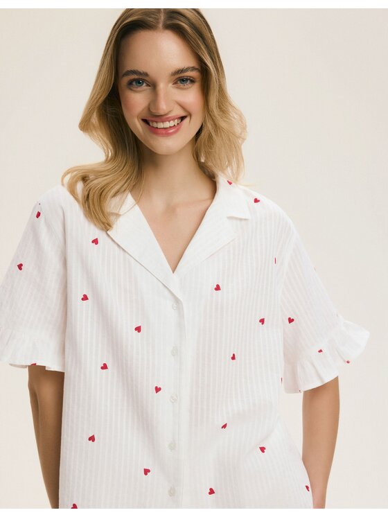 Esotiq Esotiq Piżama 45193 Biały Regular Fit