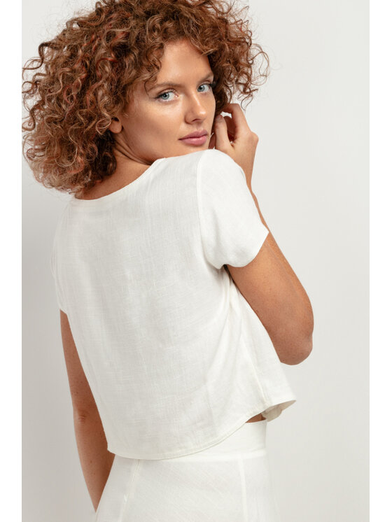 Tessita Tessita T-Shirt TOP T401_1_S Biały Classic Fit