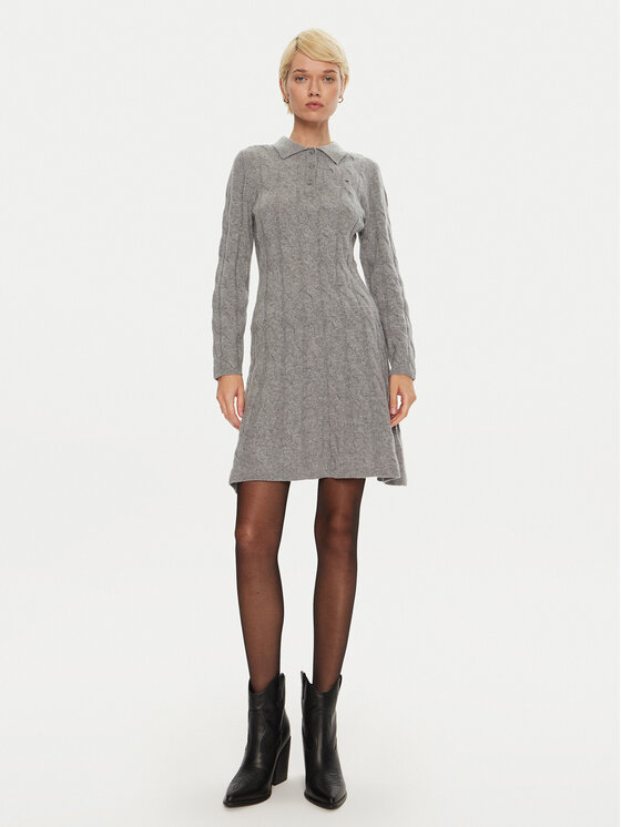 Tommy Hilfiger Tommy Hilfiger Trikotāžas kleita WW0WW43085 Pelēks Regular Fit