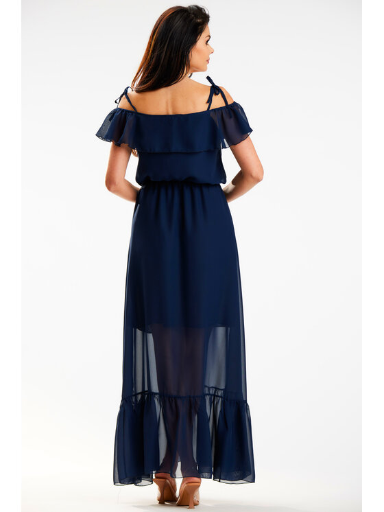 Awama Awama Sukienka letnia A573 Granatowy Basic Fit