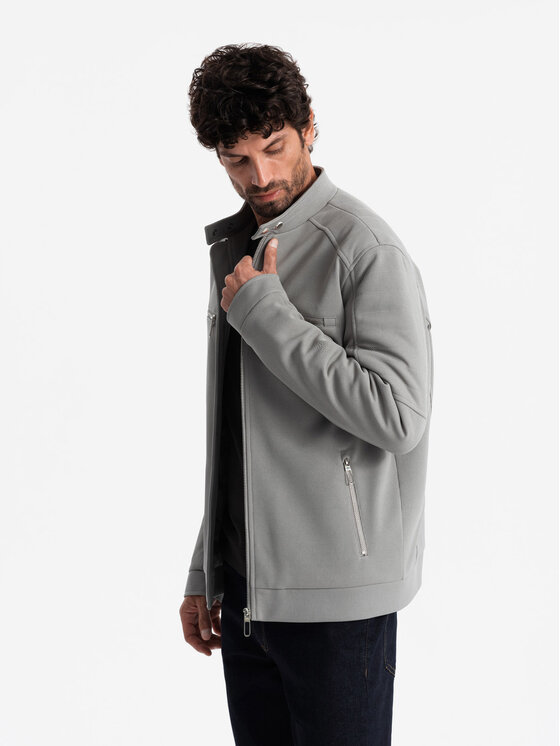Ombre Ombre Bunda bomber OM-JALP-0157 Šedá Regular Fit