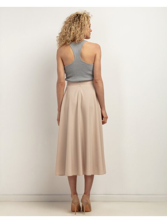 Tessita Tessita Spódnica midi SPÓDNICA_T440 _7_XL Beżowy Flared Fit