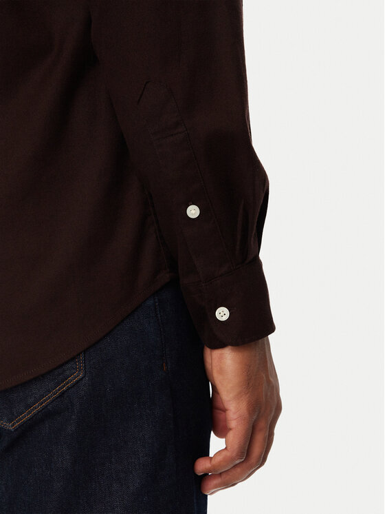 Tommy Hilfiger Tommy Hilfiger Πουκάμισο Flannel Solid MW0MW40469 Σκούρο καφέ Regular Fit