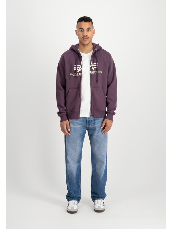 Alpha Industries Alpha Industries Bluza Basic Zip Hoodie Fioletowy Regular Fit