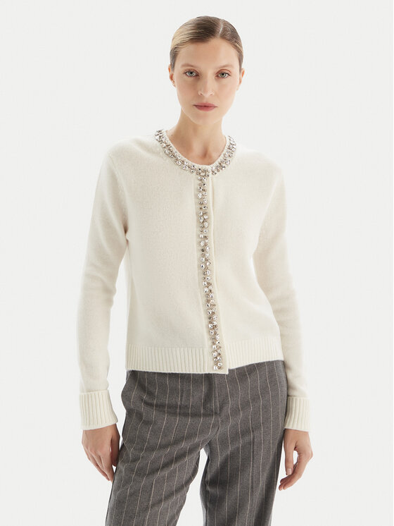 KAOS KAOS Strickjacke RI1KT018 Écru Regular Fit