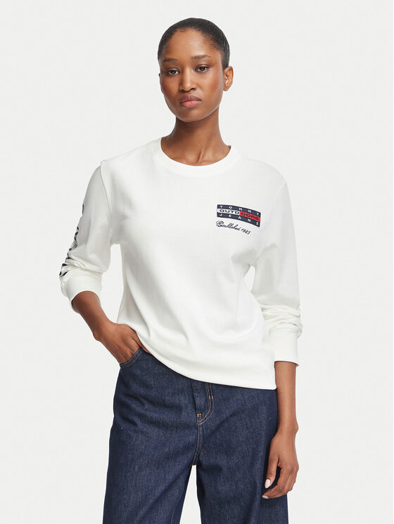 Tommy Jeans Tommy Jeans Bluză DW0DW23807 Alb Relaxed Fit