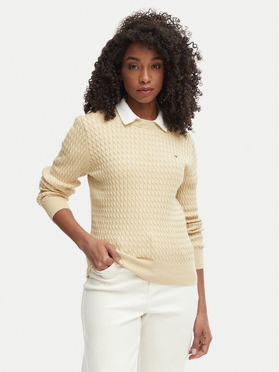 Tommy Hilfiger Pulover WW0WW44993 Bej Regular Fit
