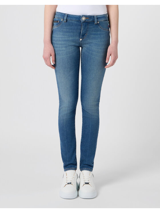 PHILIPP PLEIN PHILIPP PLEIN Jegginsy 31207 Niebieski Jegging Fit
