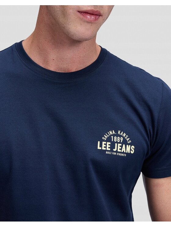 Lee Lee T-Shirt SMALL LOGO TEE Niebieski Regular Fit