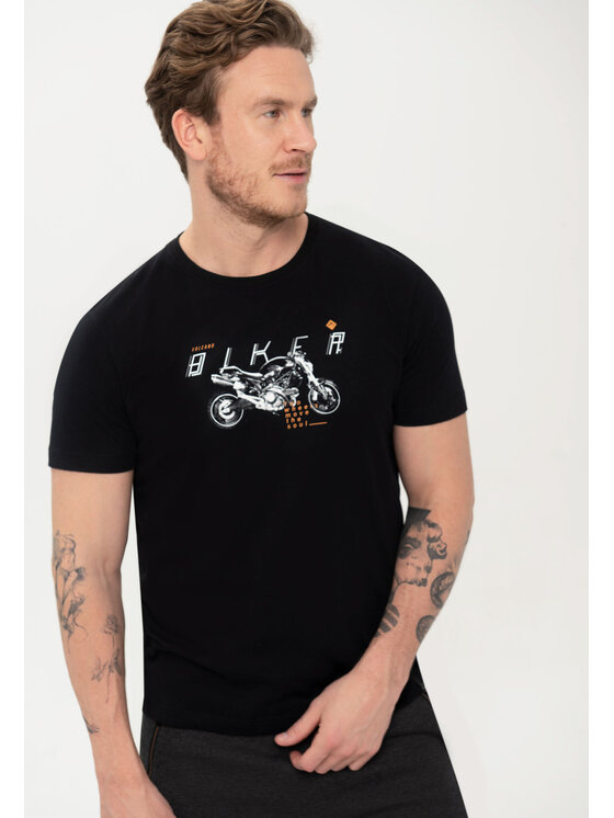 Volcano Volcano T-Shirt T-BIK Czarny Regular Fit