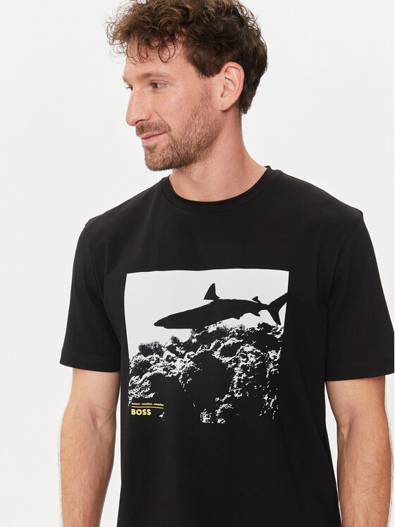 BOSS Boss T-shirt Te_Sea_Horse 50515626 Crna Regular Fit