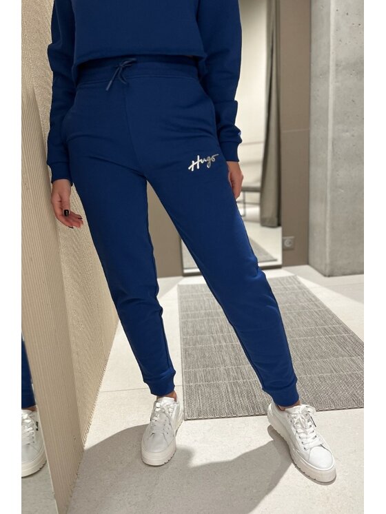 HUGO Hugo Kalhoty z materiálu Easy Jogger_3 Modrá Regular Fit