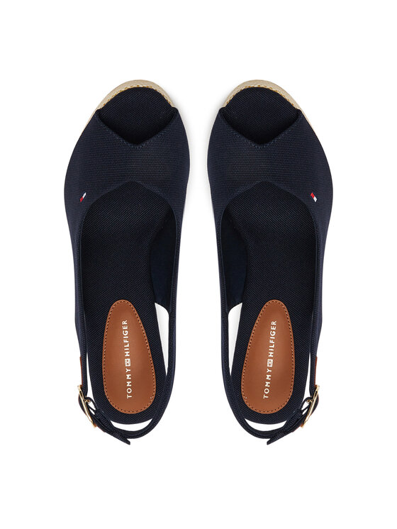 Tommy Hilfiger Tommy Hilfiger Espadrilles Flag High Wedge Espad Slingback FW0FW08597 Tumši zils