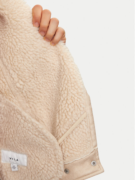 Vila Vila Giacca in similpelle Risi 14098061 Beige Regular Fit