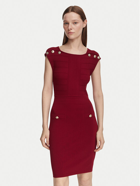 Guess Rochie tricotată W6YK34 Z0969 Vișiniu Slim Fit