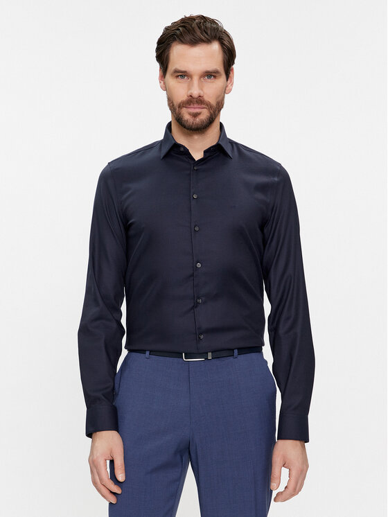 Calvin Klein Srajca K10K112100 Mornarsko Modra Slim Fit