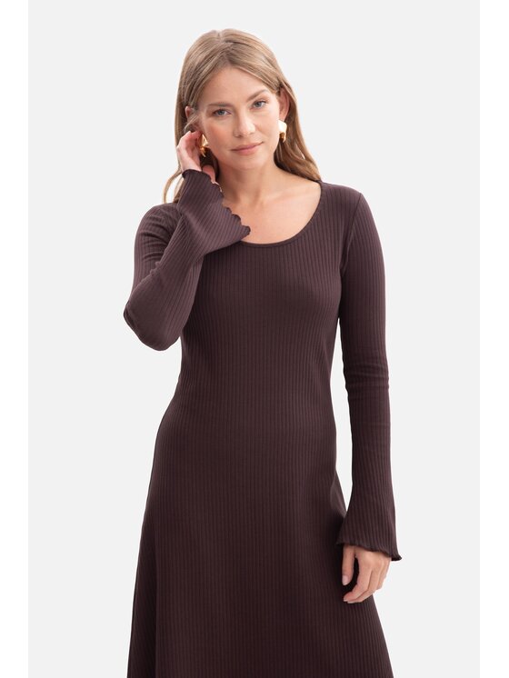 BeWear BeWear Sukienka dzianinowa b308 Brązowy Baggy Fit