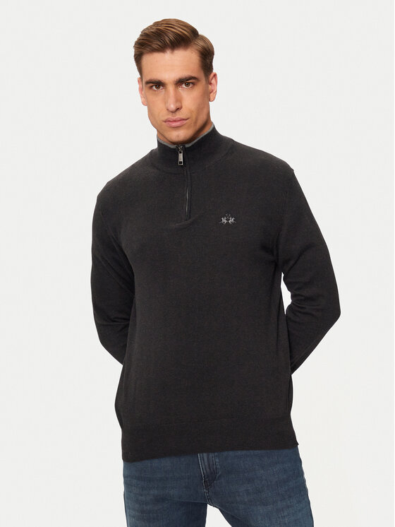 La Martina La Martina Megztinis ZMS003 YW091 Pilka Regular Fit