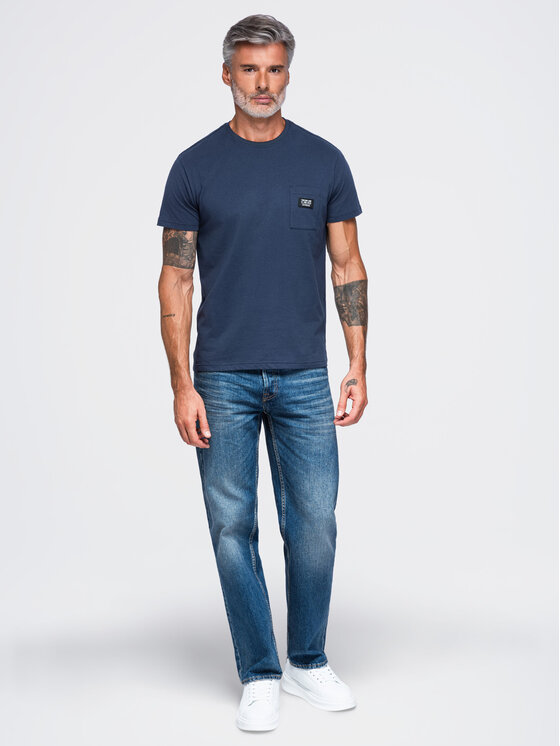 Ombre Ombre T-Shirt OM-TSCT-0305 Granatowy Regular Fit