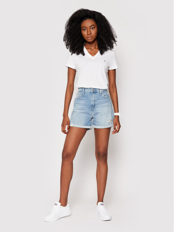 Tommy Hilfiger Tommy Hilfiger Póló Heritage V-Neck Tee WW0WW24969 Fehér Regular Fit
