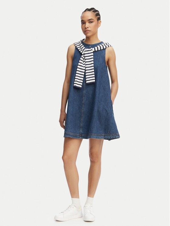 Tommy Jeans Tommy Jeans Дънкова рокля DW0DW22341 Син A-Line Fit