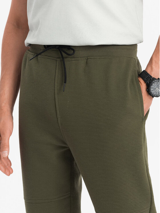 Ombre Ombre Spodnie dresowe OM-PASK-0129 Zielony Regular Fit
