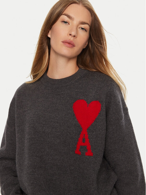 AMI PARIS AMI PARIS Sweater UKS002018 Szürke Regular Fit