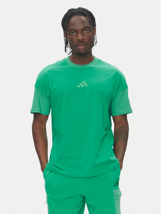 adidas adidas T-Shirt ALL SZN Colorblock JJ3676 Zielony Loose Fit