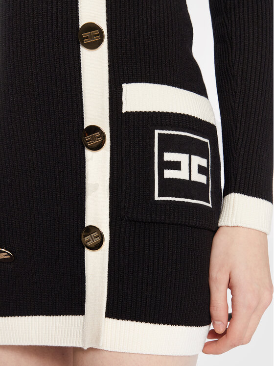 Elisabetta Franchi Elisabetta Franchi Kootud kleit AM-69Q-31E2-V670 Must Slim Fit