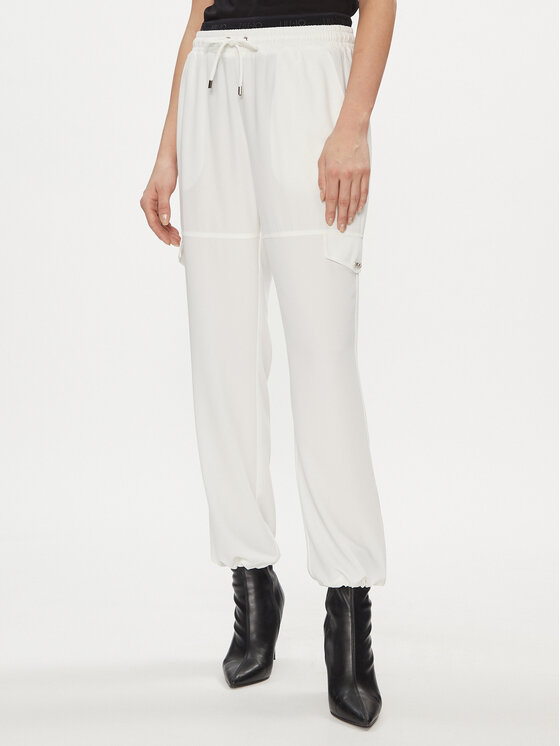 Liu Jo Liu Jo Kalhoty z materiálu TA4059 T3784 Écru Relaxed Fit
