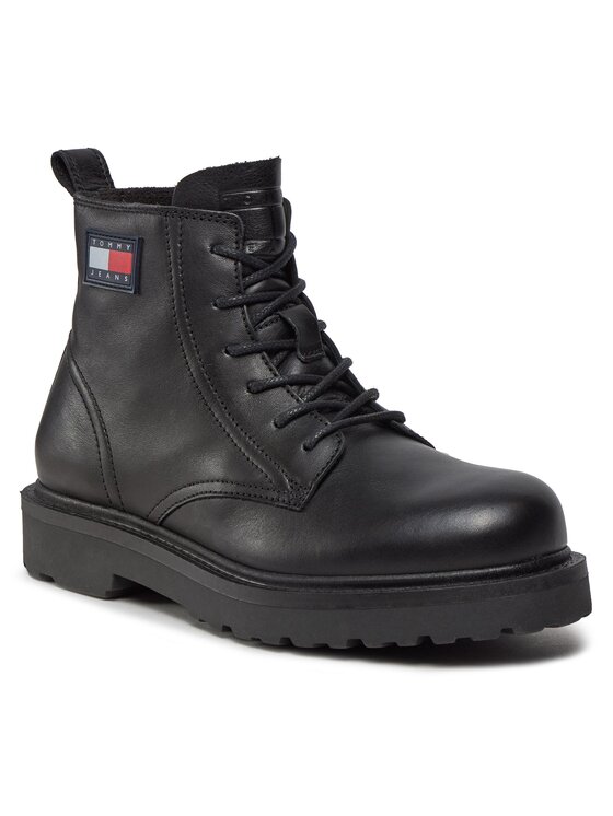 Tommy Jeans Tommy Jeans Outdoorová obuv Tjm Ruberized Lace Up Boot EM0EM01276 Čierna