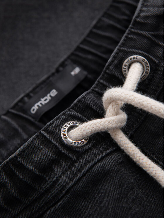 Ombre Ombre Szorty jeansowe OM-SRDS-0192 Czarny Regular Fit