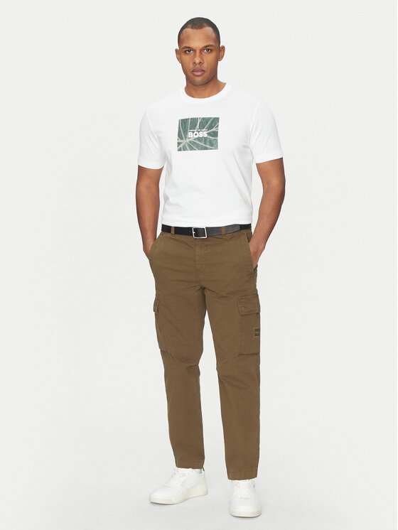 BOSS BOSS Medžiaginės kelnės Sisla-8 50530599 Chaki Regular Fit
