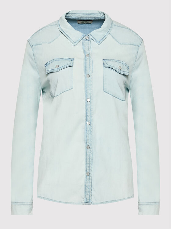 Guess Guess džínsová košeľa W2GH75 D4NA0 Modrá Regular Fit