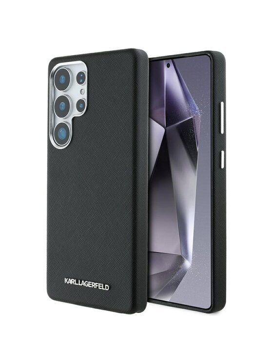 KARL LAGERFELD KARL LAGERFELD Etui na telefon Saffiano Full Wrapped Elongated Metal Logo Czarny